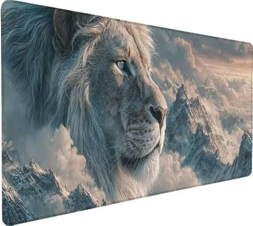 Alfombrilla Ratón XXL 900x400x3mm, Mousepad White,LeóN Gaming Mouse Pad Impermeable, Bordes Cosidos, Grande Mousepad con Base de Goma Antideslizante para Accesorios Escritorio, Regalos Hombres I-IT26