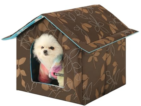 lunareo Thermo Shelter，Isoliertes Katzenhaus für den Außenbereich wasserdichtes und faltbares Winter Tierhaus aus Oxford Gewebe mit Warmer Unterlage 40x38x35CM