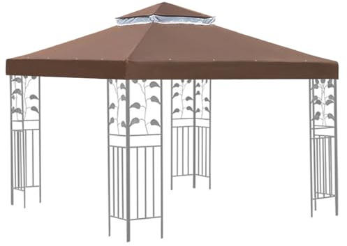Cubierta de toldo de cenador – Reemplazo de Sombra Impermeable Reforzado, cobertizo de de Doble Capa, terraza, Barbacoa de jardín, Estructura de pabellón | Protectora Exterior de Larga