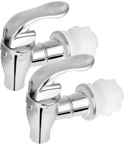 Gurtt 2 dispensadores de Bebidas Plateados, Grifo de Repuesto Universal, dispensador de Agua, dispensador de Bebidas, Recipiente de Cristal, Fuente de Agua