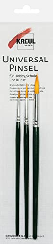 KREUL 721030 - Universalpinsel Basic Synthetics Set, für Hobby, Schule und Kunst, Besatz aus feinem Nylonhaar, 3 Rundpinsel in den Größen 2, 5 und 8
