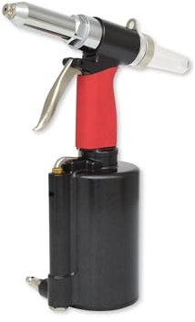 KS Tools Druckluft Nietpistole 515.3101 bis 6,4mm I Druckluft-Blindniet-Pistole mit 6 Mundstücken I Besonders Geräuscharm I Für Stahl-, Aluminium-Nieten uvm.