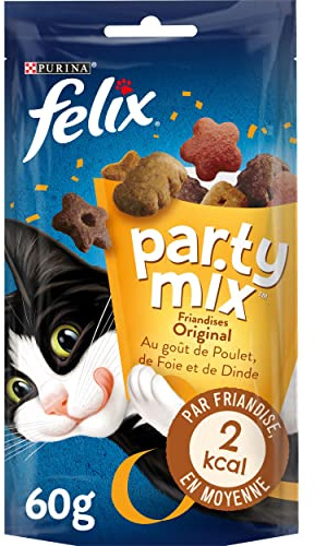 Felix Party Mix Original : Kyckling, lever, kalkon - 60 g - kattgodis - set med 8 st