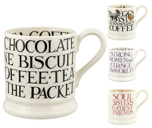 Emma Bridgewater Large Mug 1/2 Pint, Ceramic Coffee Mug Large - Stoneware Mug, Cappuccino, Latte, Coffee, Tea Cup - Beautiful Mugs, Birthday Gift - Coffee Mug Black Writing