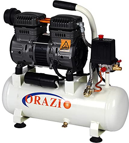 ORAZIO Air Compressor Oil Free 9 Litre, 550W 116PSI Low Noice Silent Portable Electric Air Compressor for Home Workshop, Mobile Garage, Dental Clinic 241183