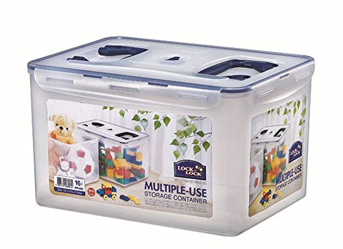 4 Stück Lock & Lock Universalbox, Aufbewahrungsbox, rechteckig, mit Griffen, 16,0 Liter, transparent, 361 x 274 x 212 mm, Set by Danto®