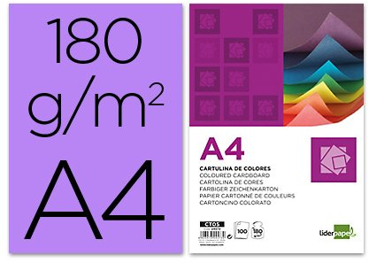 Liderpapel 180G/M2 - Cartulina, A4, Morado (Lila)