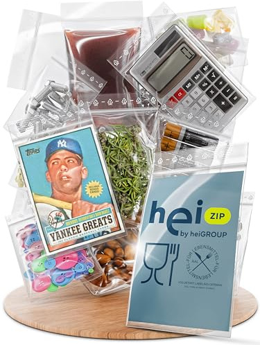 HeiGroup - HeiZip 100 x Druckverschlussbeutel 160 x 220 mm DIN A5 - ca. 1,2l, 90 my (extra stark), lebensmittelecht, transparent