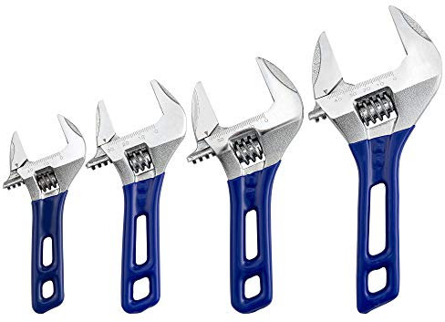 Llave inglesa ajustable de apertura grande con mango corto de 10,4 cm y 6 cm (4''+5''+6''+8, azul)