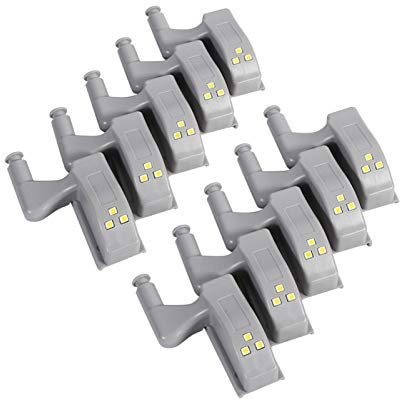 Scharnier LED Sensor Leuchten, 10 Stück Warm/Kalt Weiß Universal Cabinet Scharnier LED Licht 12V 23A für Küche Wohnzimmer Schlafzimmer(Warm light)