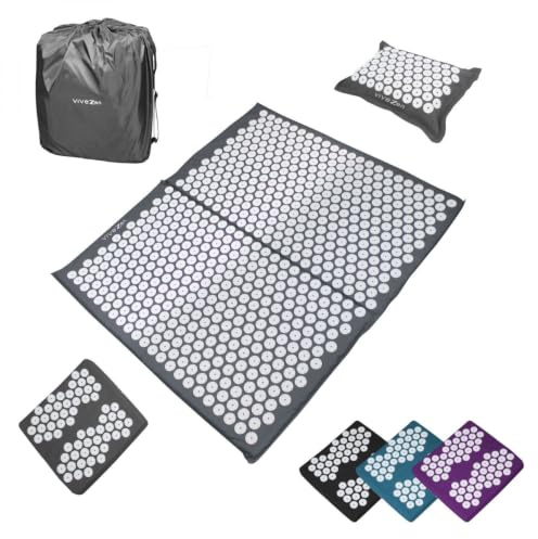 Vivezen Akupressur-Set, Teppich, Kissen und Fußstütze mit Tragetasche – 4 Farben