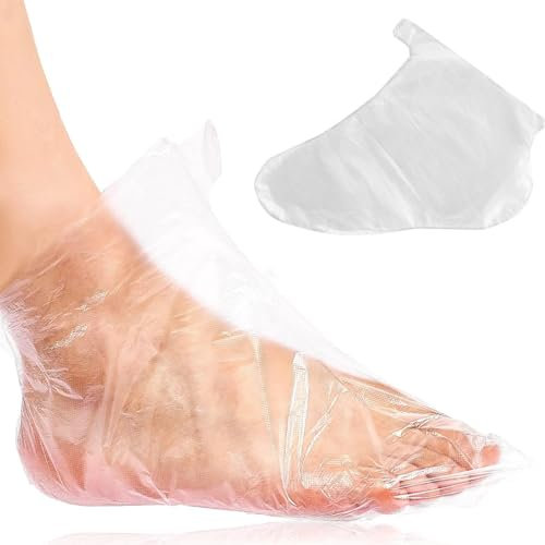 100 Stück Clear Plastic Einwegstiefel Fussmaske, Paraffin Bad Liner Fußmaske, Fussmaske Socken,Plastiksocken,Fußabdeckungen, Fußmaske Socken für die Fußpediküre Hot Spa Wax Treatment Taschen