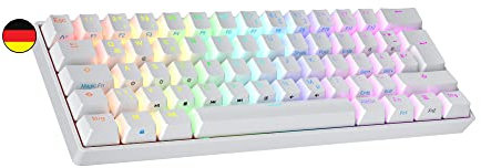Ranked N60 Nova Mechanische 60 Prozent Tastatur | Hotswap Gaming Keyboard | 62 Programmierbare Tasten mit RGB Beleuchtung | PC/Mac Gamer | ISO DE QWERTZ (Weiß, Gateron Yellow)