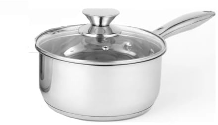 NOBEL Stainless Steel Deep Two Tone Saucepan with Glass Vented Lid Heat Resistant Handles, Ideal for All hobs (18 cm Dia. - 2.3 Litre)