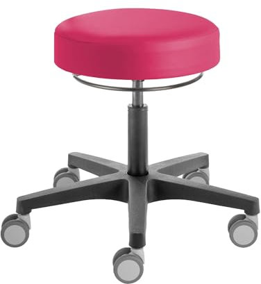 Prova Nova GmbH Roll- und Drehhocker Poppi® Dijon 4152, Sitzhöhe ca. 48-61 cm, Polsterdekor:Stamskin Himbeere