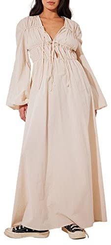 NA-KD Vestido detallado con cordón, Arena Clara, EU 44, Arena Claro, 46