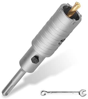 Bohrkrone 30mm SDS Plus set,M22 Gewinde SDS plus Adapter 120mm und Zentrierbohrer 8x110mm,Wandlochsägebohrer für Mauerwerk Natursteine Sandsteine Kunststeine Beton Marmor(30mm)