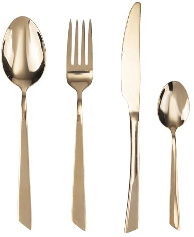 Villa d'Este Home Tivoli Set 24 Posate in Acciaio Inox Oro Lucido, Cut
