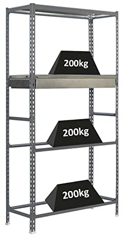 PROREGAL Reifenregal mit Schubfach und Ablagefläche Metal Shark No. 3 | HxBxT 200x100x40cm | 12 Reifen | Grau Reifenständer Garagenregal