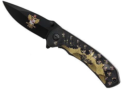 G8DS® Klappmesser Scharfes Outdoor Messer Jagdmesser & Survival Knife Einhandmesser Taschenmesser mit Edelstahlklinge (Toledo Gold)