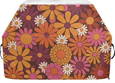Grillabdeckung, 165 cm, Anti-UV-Grillbrenner-Abdeckungen, bunte Blumen, gerillte Blumen, Gasgrillabdeckungen, wetterbeständig