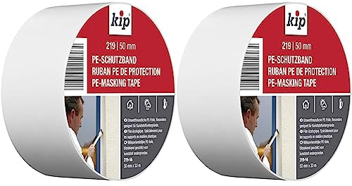 kip Tape 219-56 Schutzband – Professionelles Abklebeband aus PE für Kunststoffuntergründe – Malerband für saubere Kanten beim Streichen & Lackieren – 50mm x 33m (Packung mit 2)