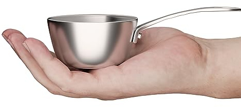 Macevia Mini Sauce Pan,18/10 Stainless Steel Butter Warmer Mini Pan Cooking Sauce Cup with Handle For All Stoves Multipurpose Use for Home Kitchen or Restaurant (5oz/150ml) - Silver