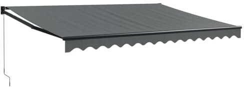 vidaXL Markise, Sonnenmarkise Einziehbar, Gelenkarmmarkise mit Kurbel, Terrassenmarkise Balkonmarkise Sonnenschutz, Anthrazit 4x3m Stoff Aluminium