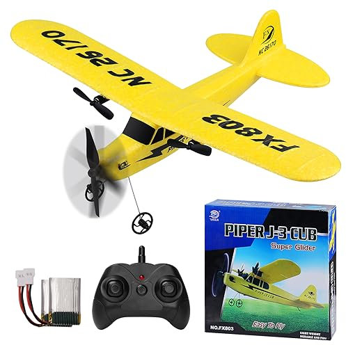 Henakmsl 2,4 GHz RC Flugzeug 2 CH Ferngesteuertes Flugzeug, RTF für Anfänger, Kinder und Erwachsene, Spielzeug mit USB-Ladung Gelb