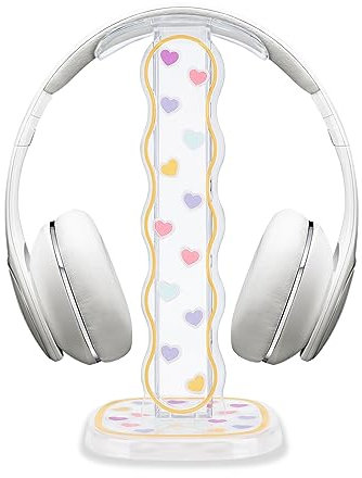 DiyGody Soporte para Auriculares y Cascos Universal en Mesa, Stand para Headphone en Acrílico con Diseño de Corazón, Soporte Auriculares Compatible con AirPods Max, Sony, Bose, Shure, Philips, AKG,JBL
