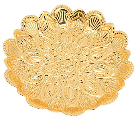 Goldene Obstschale, Tablett, Geprägt, Gebäckteller, Dessertteller, Süßigkeitenteller, Hochzeitsblume, Persönlichkeit, Retro, Europäisches Antik-Metallgeschirr, Goldenes