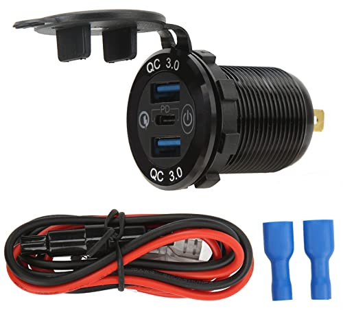 VOBOR USB Steckdose 12V mit Schalter,USB Einbaubuchse Wasserdicht mit LED-Voltmeter, Dual QC3.0 USB Steckdose 12V Wohnmobil,USB Adapter für Auto,Boote Und Marine,Motorrad,LKW