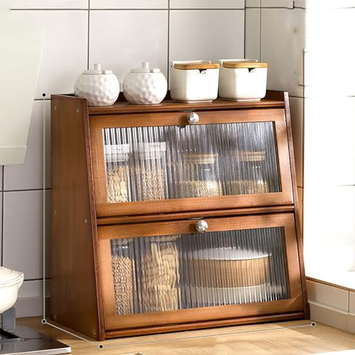 UIHECTA Aufbewahrungsschrank Aus Holz, Sideboard BüCherregal, KüChen Pantry Sideboard, Mini Aufsatzschrank, Mehrschichtige Lagerung, Mit TüRen, FüR Restaurants, KüChen,002,3Storey50cm