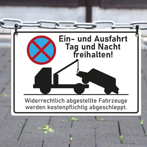 BilderKing Hinweis-Schild 30x20cm - Ausfahrt Einfahrt freihalten, Parken verboten - Verbotsschild Warnschild aus 3mm Alu-Verbundplatte - Wetterfest, kratzfest, UV-Schutz