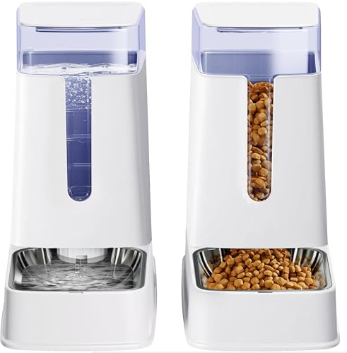 Kit de distributeurs d'eau automatiques pour Chats et Chiens (Lot de 2) — 3,8 litres — Convient aux Chiens de Petite, Moyenne et Grande Taille