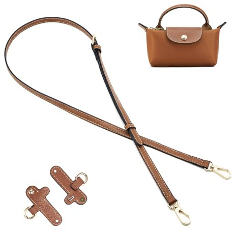 QIUTIMIY Leder-Handtaschengurt, Ersatz-Schultertaschengurte für Longchamp-Geldbörsen, Verstellbarer Crossbody-Schultergurt(Braun，Zubehör)