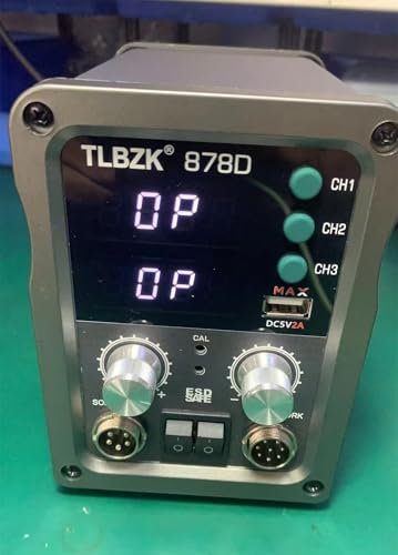 TLBZK 878D 2-in-1 Stazione di Saldatura ad Aria Calda Kit per Riassunto, Pompa Desalding, 5 Punte di Saldatura, 3 Ugelli ad Aria Calda, Pinzette, Estrattore IC