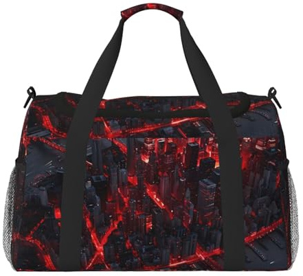 Reisetasche für Reisen, Cyberpunk Cityscape Lights Weekender Overnight Seesack, Handgepäcktasche, Turnbeutel für Damen und Herren, persönliche Gegenstände, Reisetasche