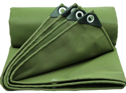 Bâche verte robuste - 3 x 6 m - Bâche en toile imperméable pour jardin, protection de meubles, serre, utilisation extérieure