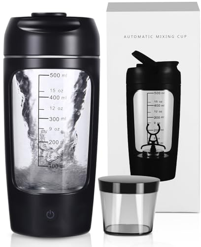 Elektrischer Shaker, Elektrisch Protein Shaker mit Pulverfach 650ML, USB Wiederaufladbar, Elektrischer Eiweiß Shaker für Potein Pulver und Milchshake, Shaker Proteinshake, BPA-frei, Schwarz