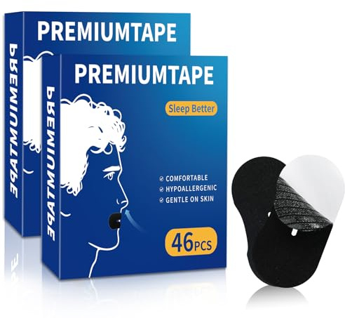 Dufuso 92 Piezas Cinta Bucal para Dormir, Parches Anti Ronquidos, Mouth Tape Tiras Mouth Tape for Sleeping, Sleeping para Respirar Menos Por la Boca Cintas Anti Ronquidos Tiras Bucales Mejore