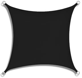 Hiseng Tenda a Vela Ombreggiante Impermeabile Quadrato, Rettangolo Vele Parasole da Giardino Protezione Raggi UV 95% Telo Ombreggiante Terrazzo Telo Ombra Tenda da Sole (Nero,3x3m)