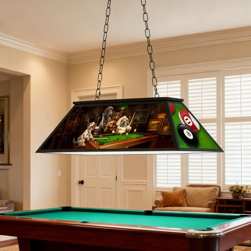 Obihivlo Tiffany Billardtisch-Licht, Hunde spielen Billard-Lichter für 2,1 m, 2,3 m Billardtisch