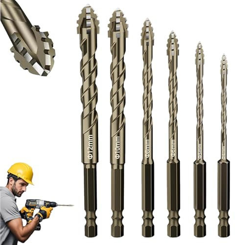lrgnixs Masonry Drill Bits for Brick Walls,4 Blade Eccentric Concrete Drill Bit for Concrete Glass Cement Tile,Carbide Drill Bit Masonry Drill Bits Set,4/5/6/8/10/12mm (Box of 6)