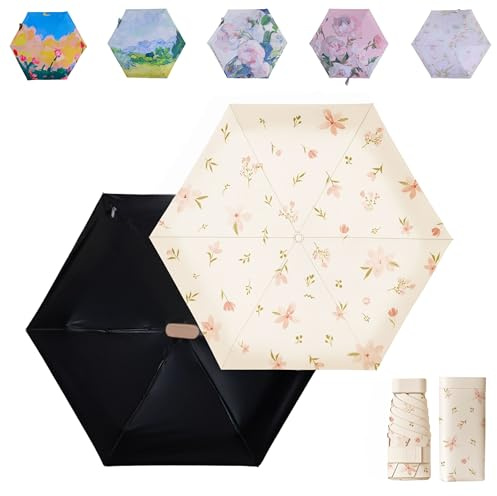 Tirimbeles® Paraguas con Filtro Solar | Paraguas para el Sol con Estampado Floral | Sombrilla Bloqueo UV 50+ | Diseño Ligero y Elegante | Ideal para Paseo, Playa y Protección de Piel (Florecitas)
