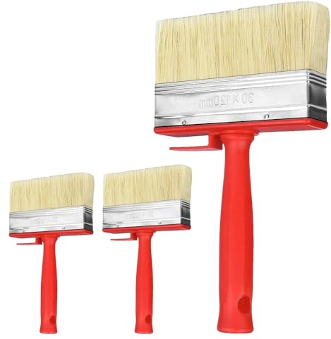 Lot de 3 pinceaux de surface, pinceau à lasure, pinceau mural, pour huile de bois rouge, vernis à solvant, lasures, 120 mm x 30 mm
