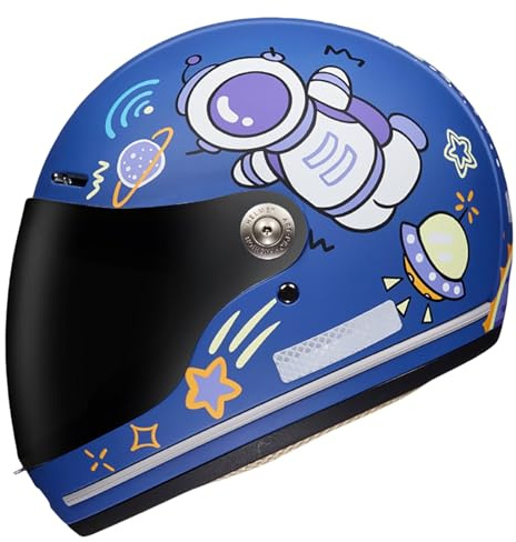 Casco Integral De Motocicleta para Niños con Visera Bonito Casco Infantil Apto para Scooters Y Motocicletas Cuatro Orificios De Ventilación Diseño Ligero Homologado por ECE F,(46-52CM)