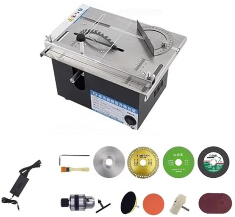 Mini Scie Circulaire de Table, Scie Circulaire de Précision pour Travaux Manuels, Profondeur Réglable de 0 à 30 MM, Alimentation à Sept Vitesses, Idéale pour La Découpe de Miniatures en Bois