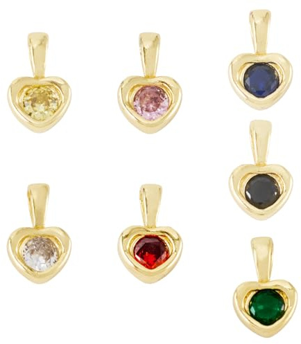 Spritewelry Äkta 18K guldpläterade strass berlock hängen månadssten berlocker tårdroppe fjäril hjärta kubisk zirkonia örhänge berlocker för armband smyckestillverkning, Metall