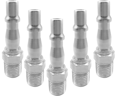 Oiieco 5Pcs Air Line Connectors, 1/4 Inch Quick Release Male Thread Hose Fittings, Airline Coupling Connectors for Air Compressors, Air Guns & Pneumatic Tools (FT10 Type)